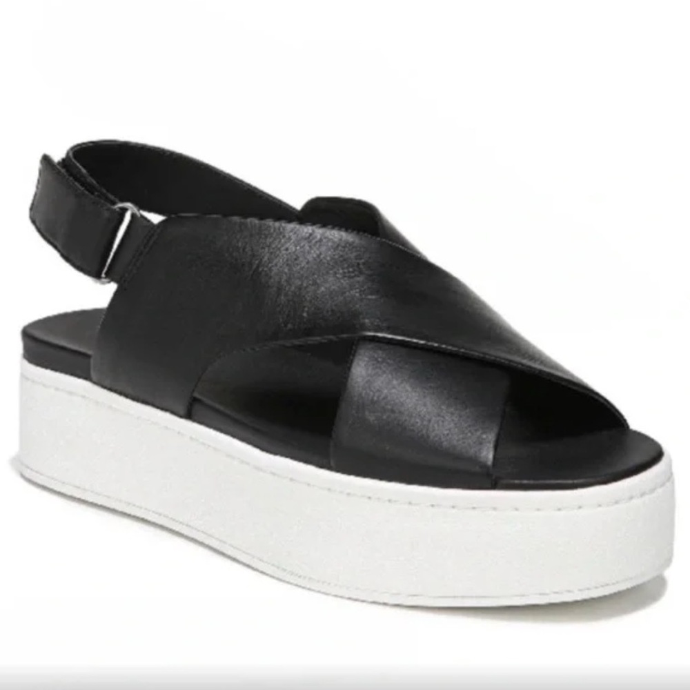 Vince Weslan Cross Strap Leather Platform Sandal